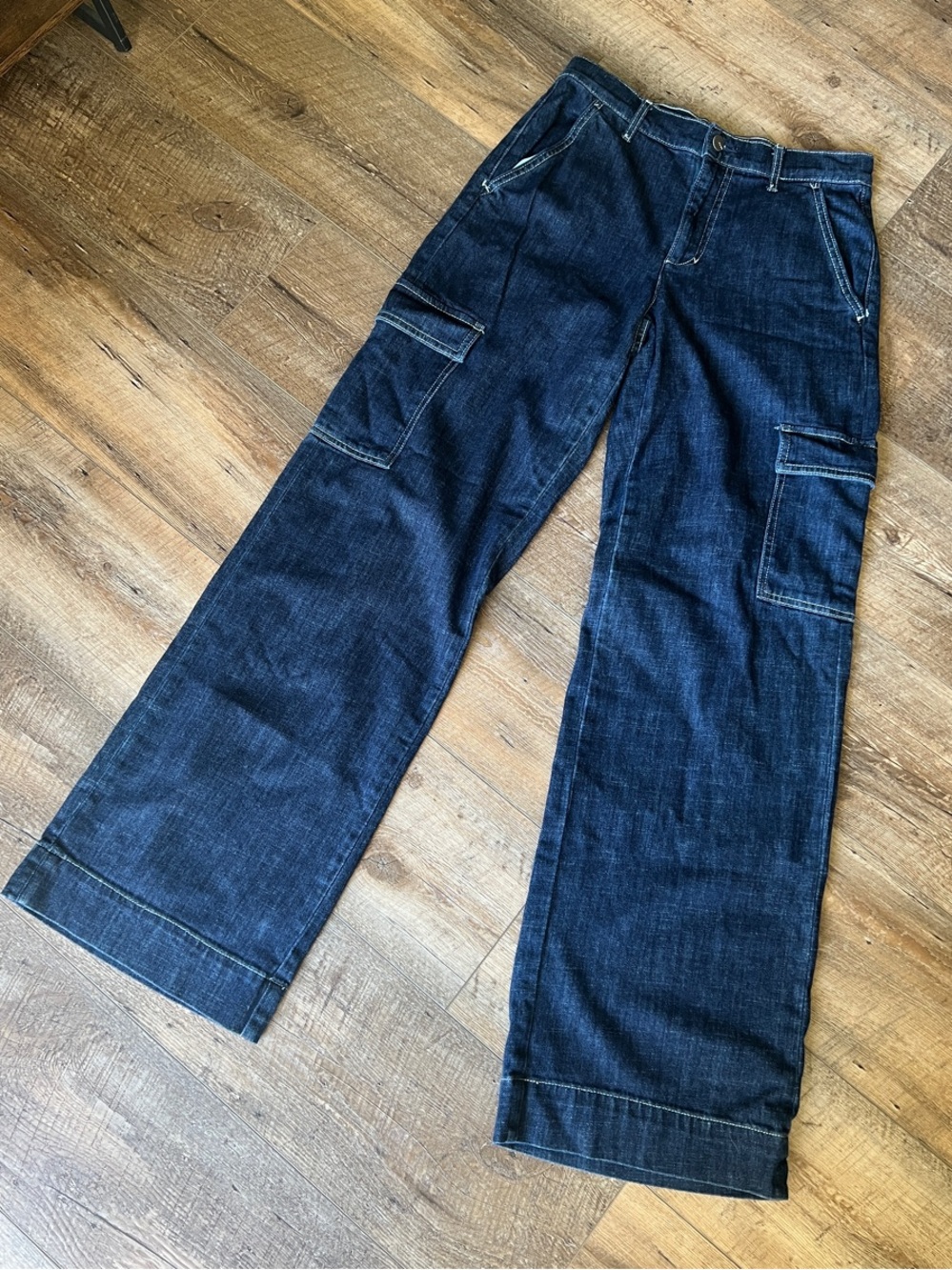 Joe's Jeans Indigo Wide-Leg Cargo Denim Jeans